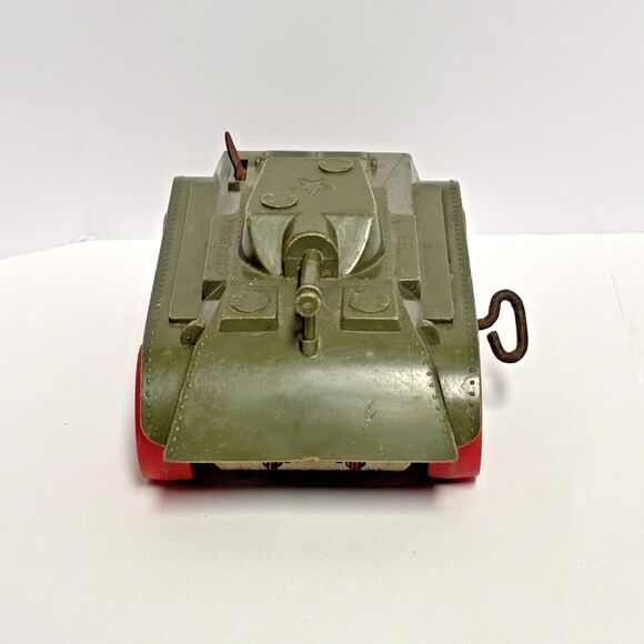Vntg MARX Wind Up Tank Toy Green Military Army Tank Tin Litho Made In USA - Picture 4 of 11